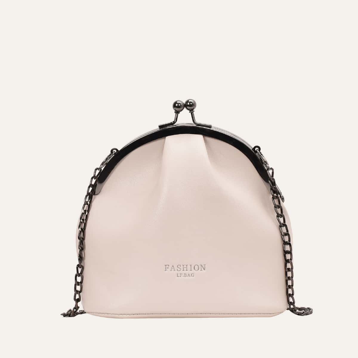 

Kiss Lock Chain Crossbody Bag, White