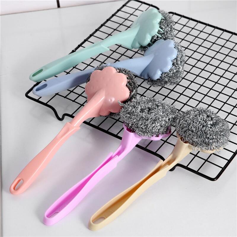 

1pc Random Long Handle Steel Scrubber, Multicolor