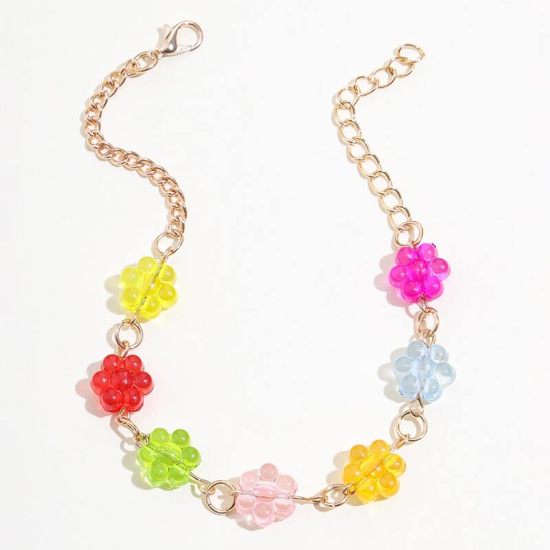 

1pc Jelly Floral Chain Bracelet, Multicolor