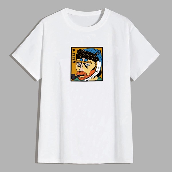 

Men Abstract Figure Graphic Tee, White