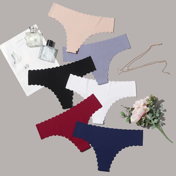 

6pack Seamless Scallop Trim Panty Set, Multicolor