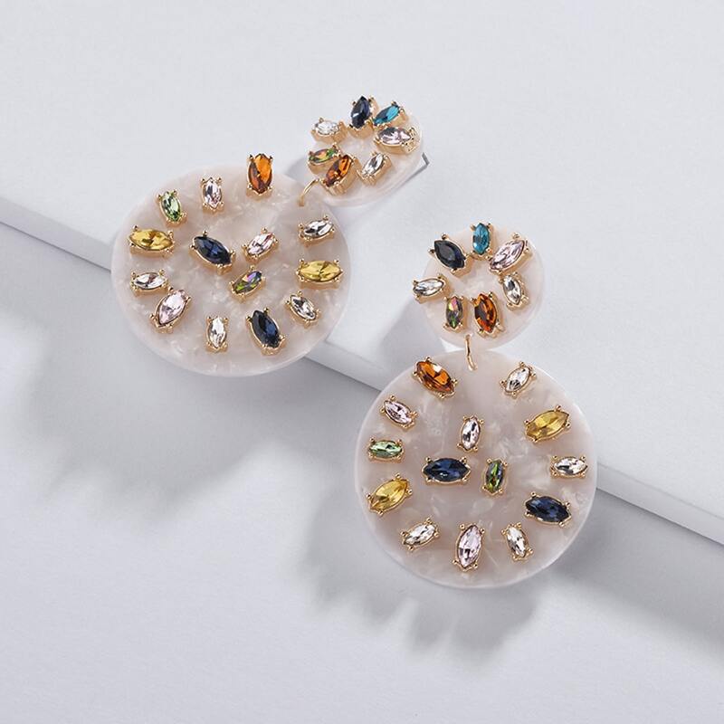 

Gemstone Engraved Drop Earrings, Multicolor