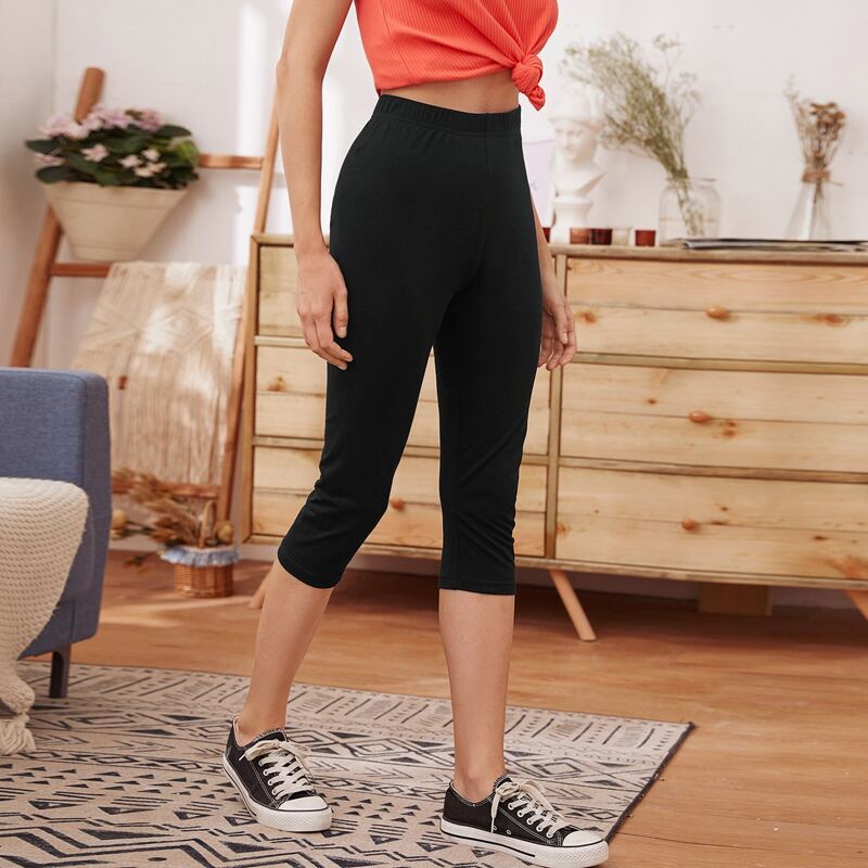 

Elastic Waist Capris Legging, Black
