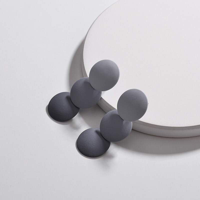 

Round Charm Drop Earrings, Grey