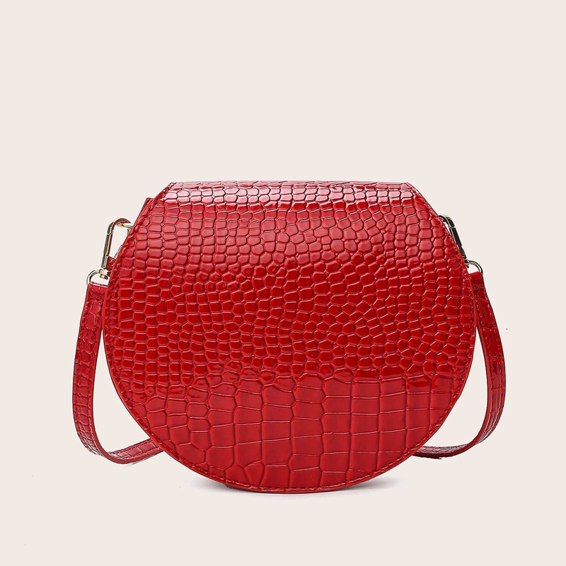 

Croc Embossed Flap Crossbody Bag, Red