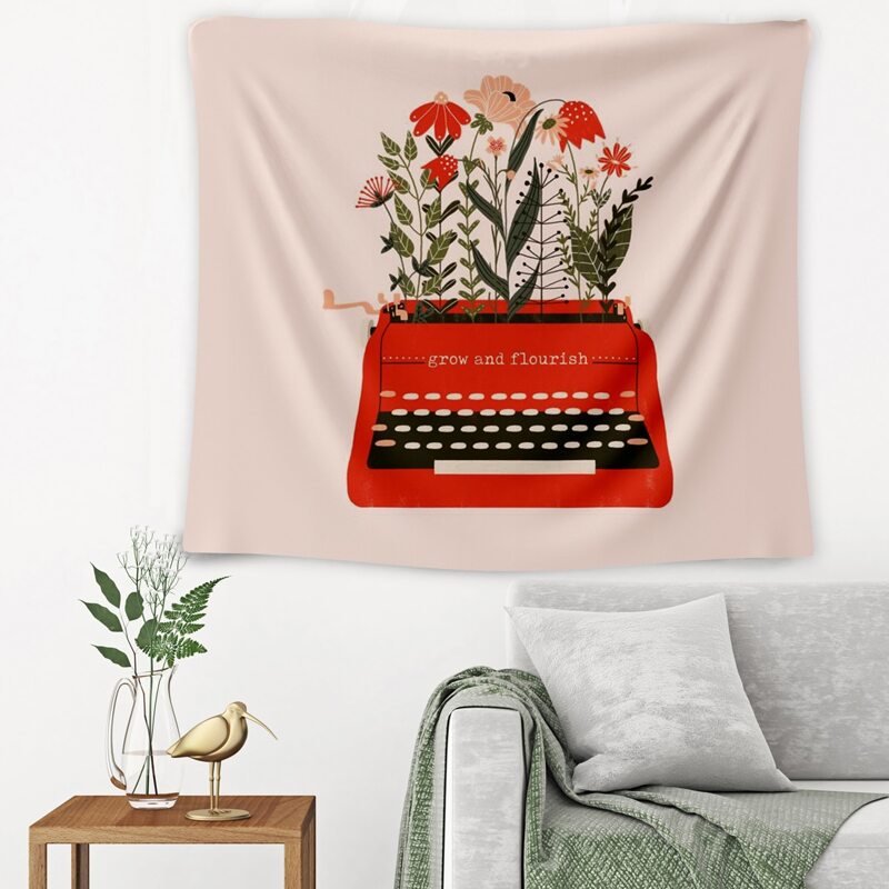 

Flower & Typewriter Print Tapestry, Multicolor