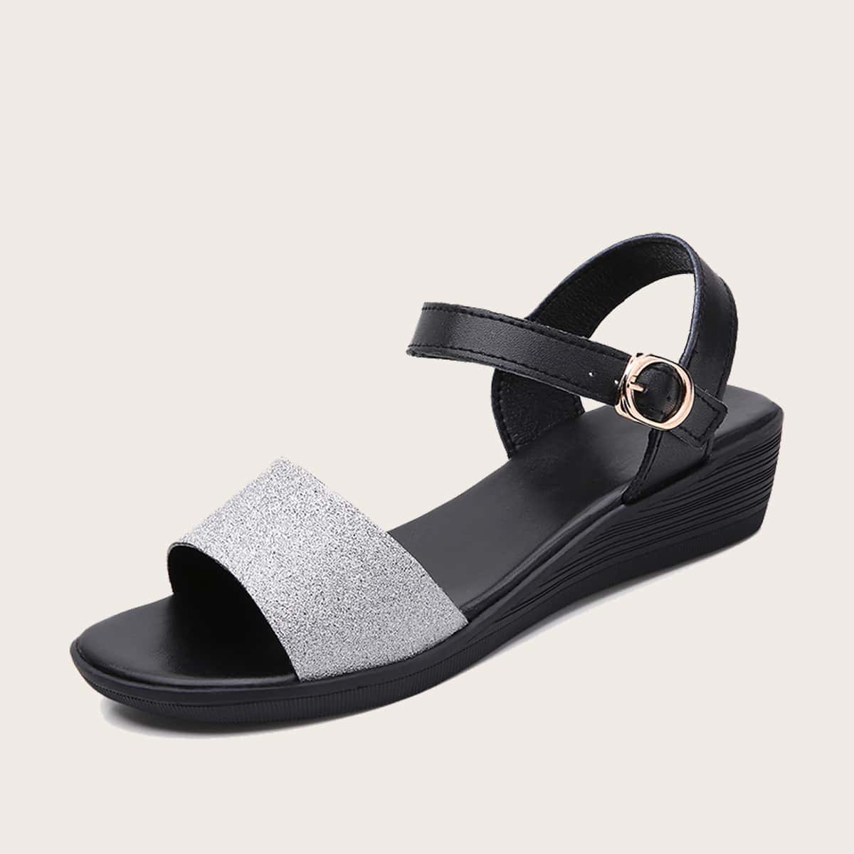 

Open Toe Glitter Decor Sandals, Silver