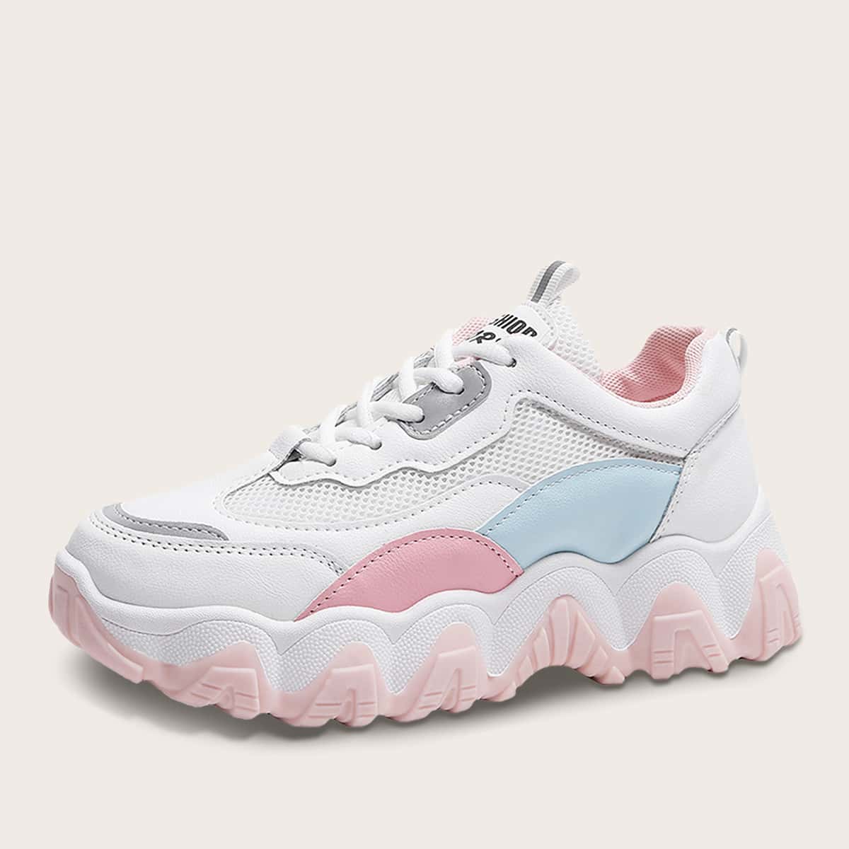 

Lace-up Front Colorblock Sneakers, White