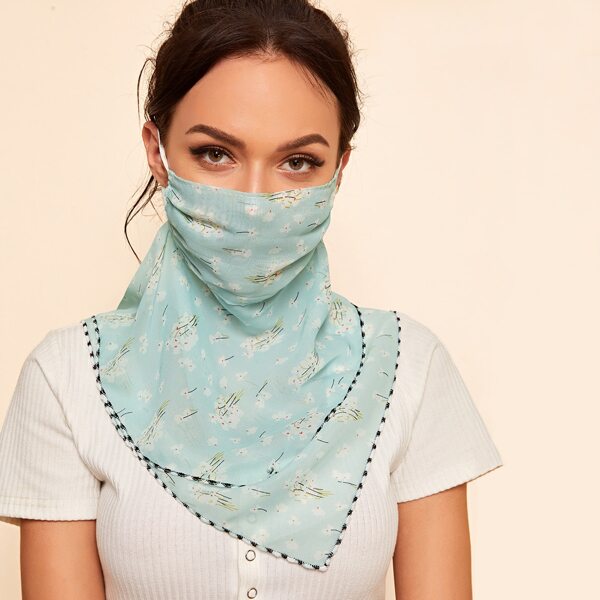 

Шарф-маска для защиты лица с цветочным узором, Синий