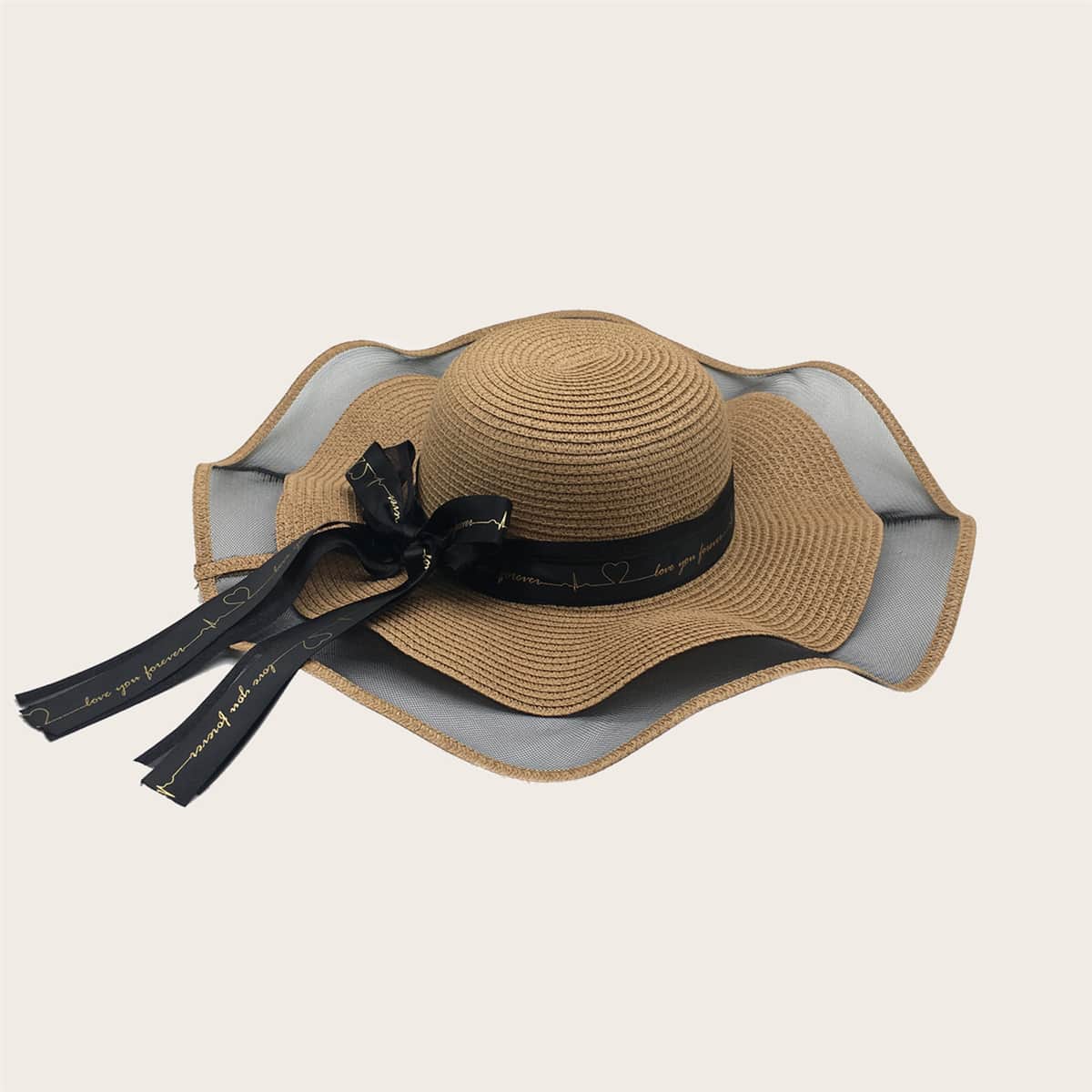 

Bow Decor Straw Hat, Khaki