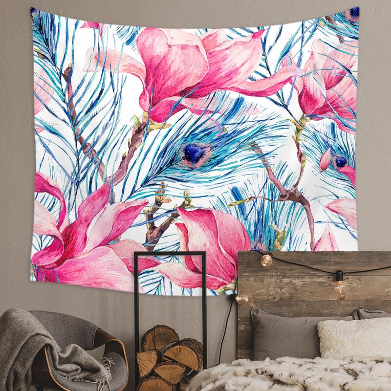 

Feather & Flower Print Tapestry, Multicolor