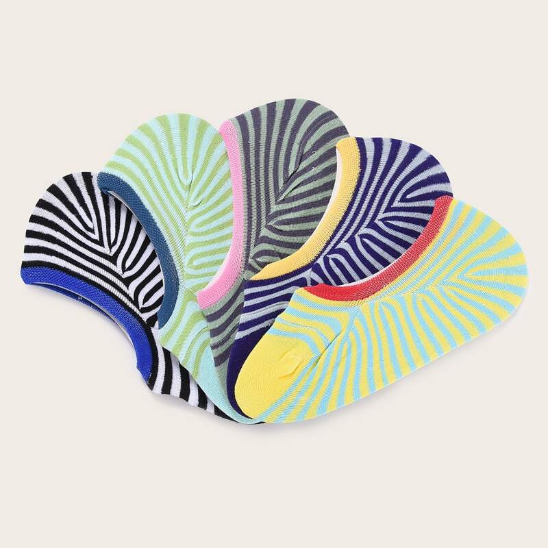 

5pairs Striped Pattern Socks, Multicolor