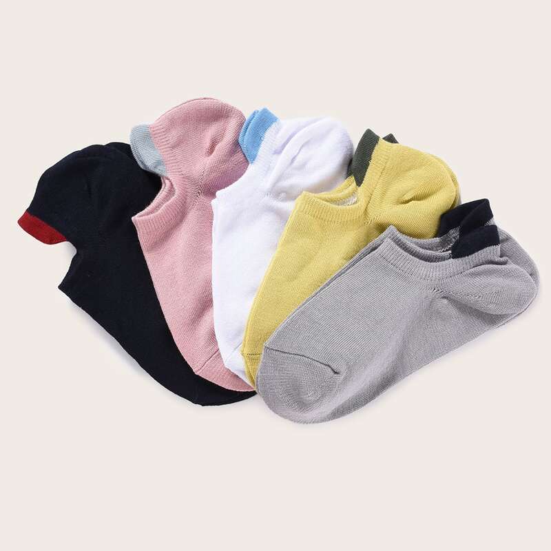 

5pairs Simple Ankle Socks, Multicolor