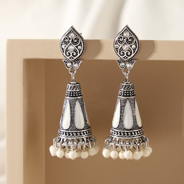 

Tribal Tassel Drop Earrings, Silver