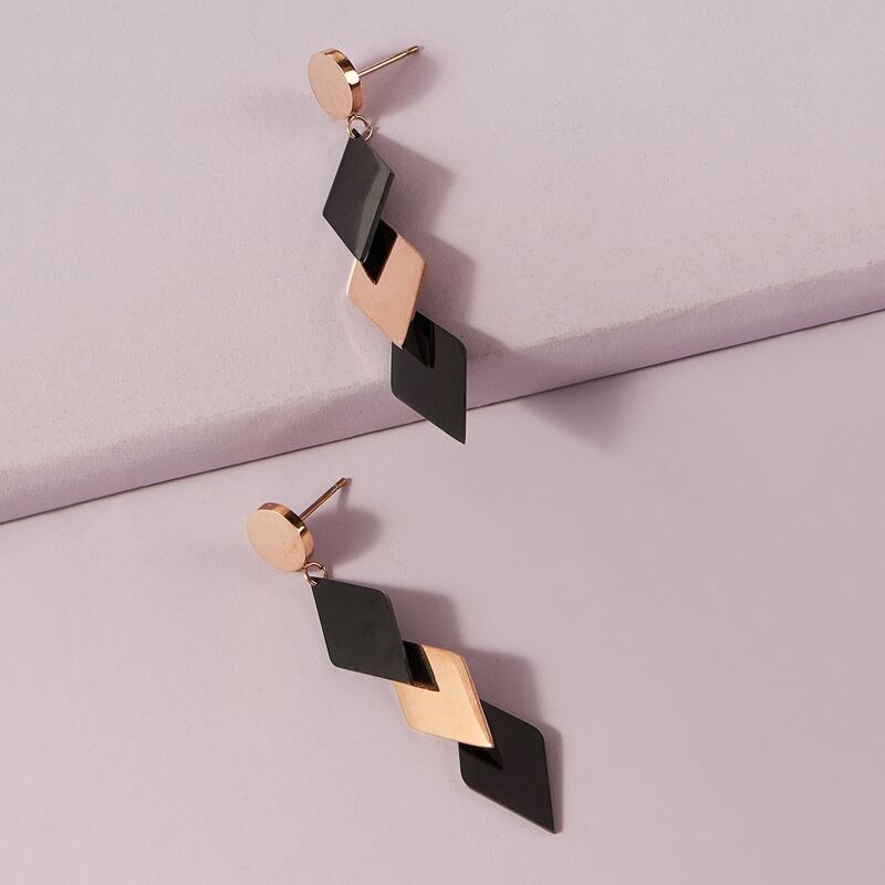 

Color Block Geometric Earrings, Multicolor