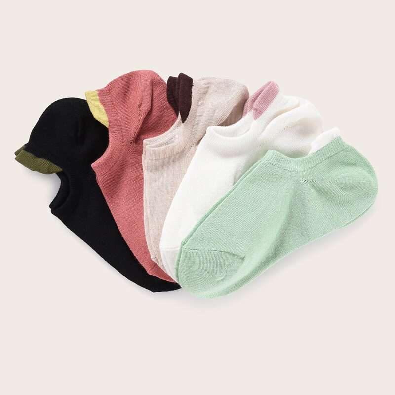 

5pairs Simple Ankle Socks, Multicolor