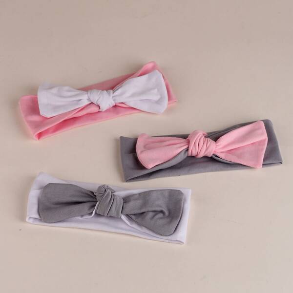

3pcs Toddler Girls Bow Knot Decor Headband, Multicolor