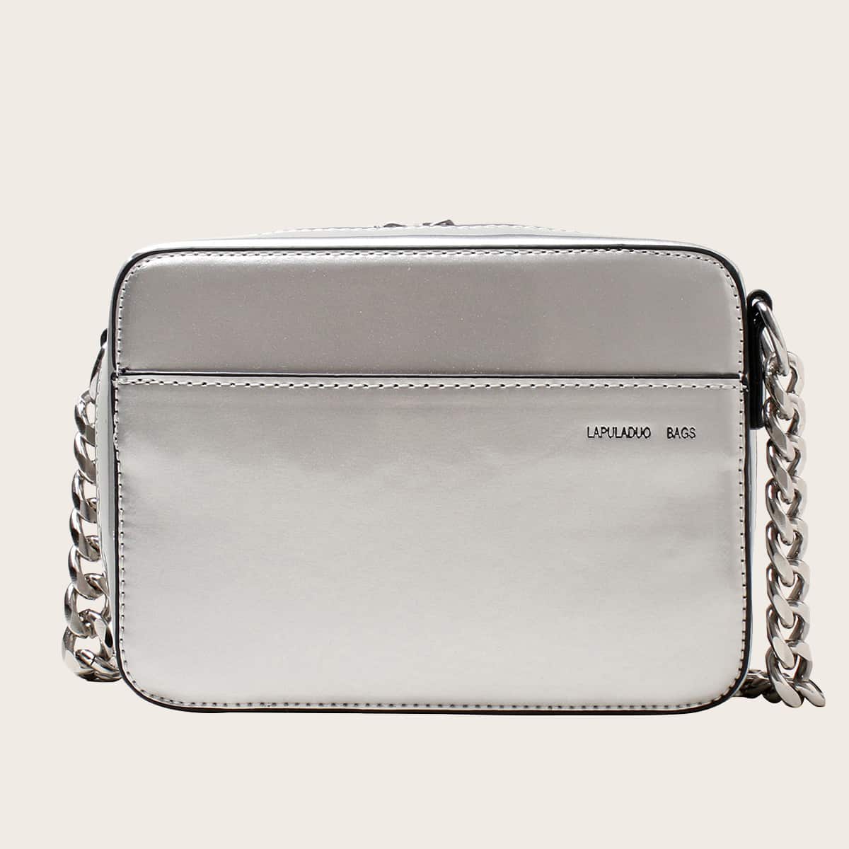

Metallic Chain Crossbody Bag, Silver
