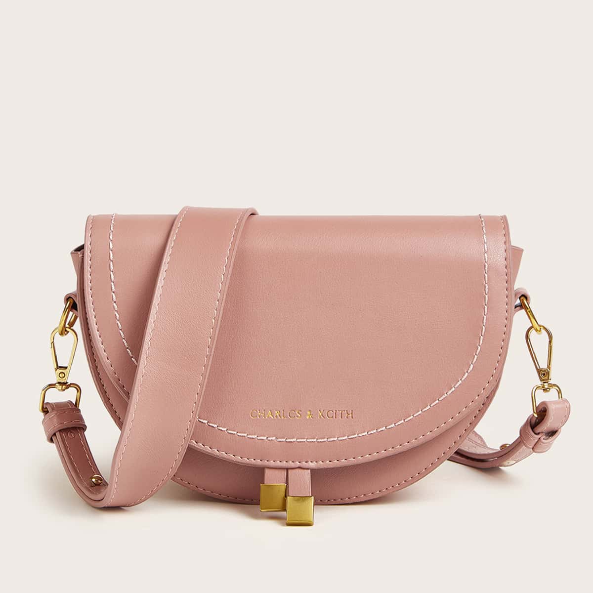 

Stitch Detail Semicircle Crossbody Bag, Pink