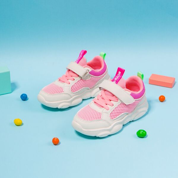 

Toddler Girls Lace-up Front Velcro Strap Sneakers, Pink