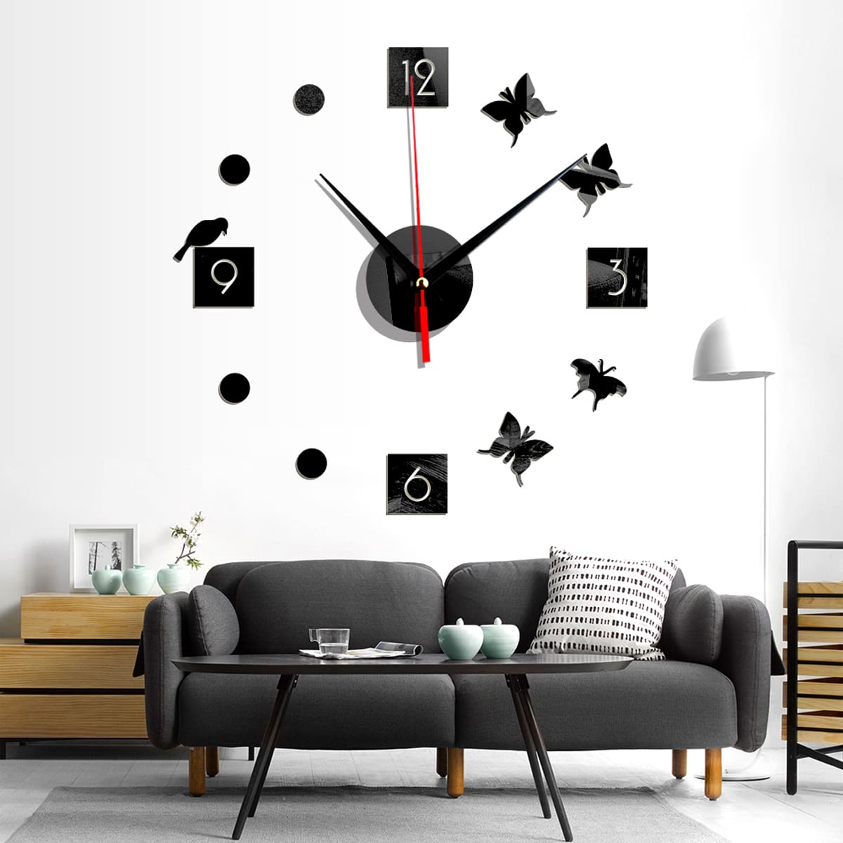 

1set Mirror Surface Wall Clock, Multicolor