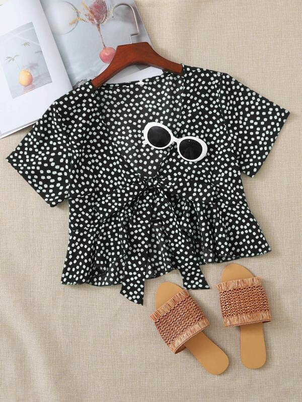 tie front chiffon top