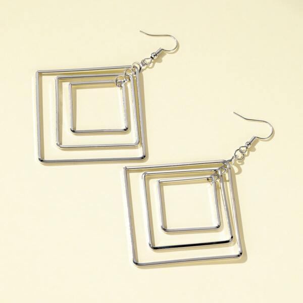 

Geometric Charm Drop Earrings, Silver