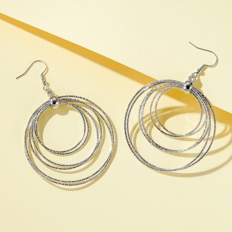 

Round Charm Drop Earrings, Silver