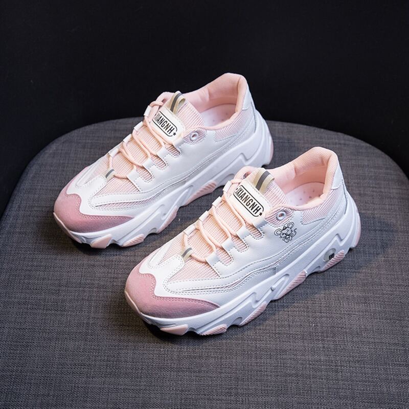 

Lace-up Front Colorblock Sneakers, Pink