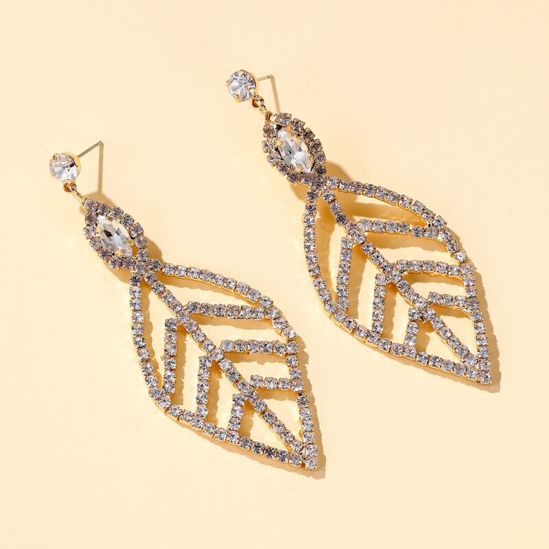 

Leaf Charm Drop Earrings, Gold