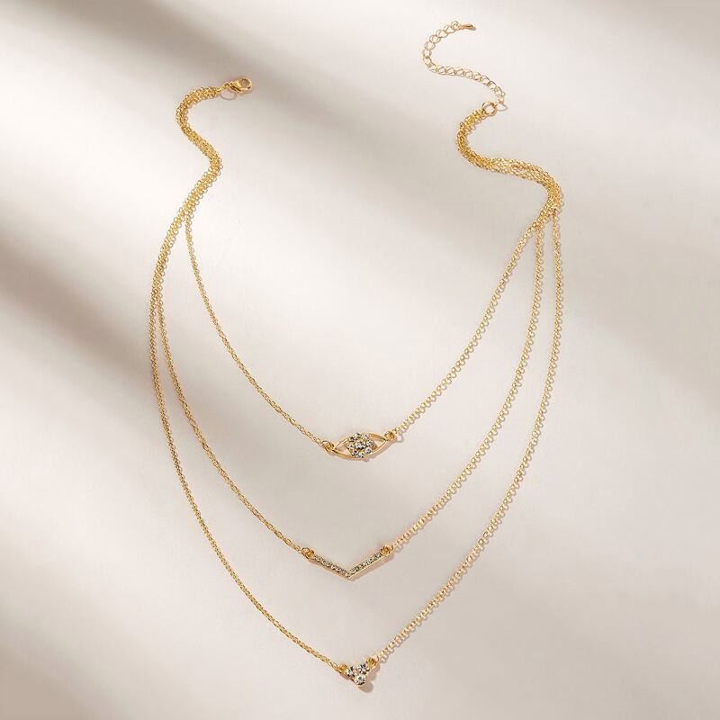 

Rhinestone Layered Necklace, Gold