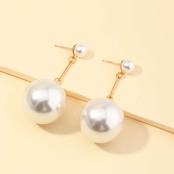 

Faux Pearl Drop Earrings, White