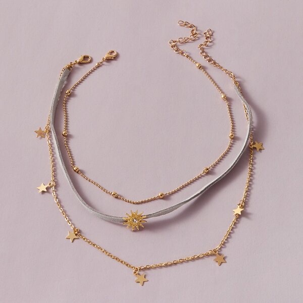 

2pcs Star Tassel Necklace, Multicolor