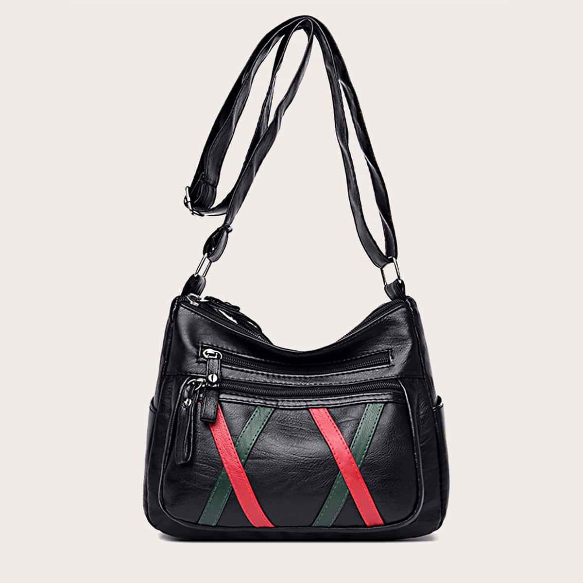 

Zip Front Crossbody Bag, Black