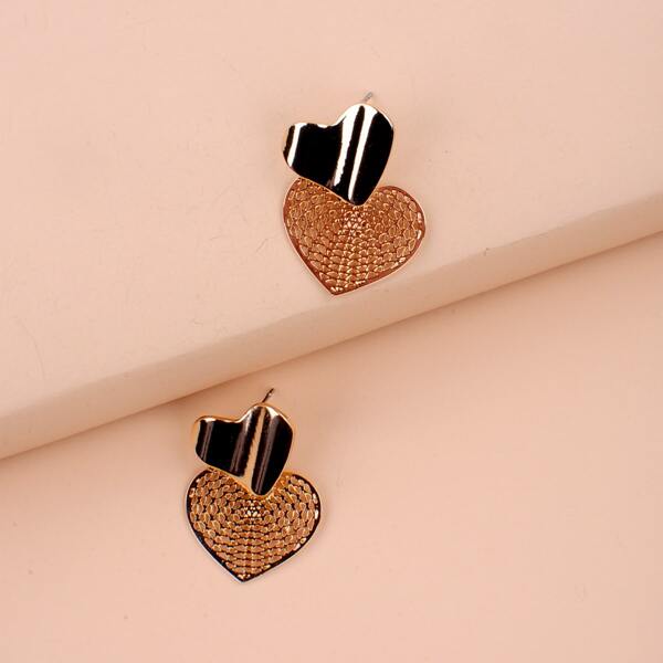 

Heart Charm Drop Earrings, Gold