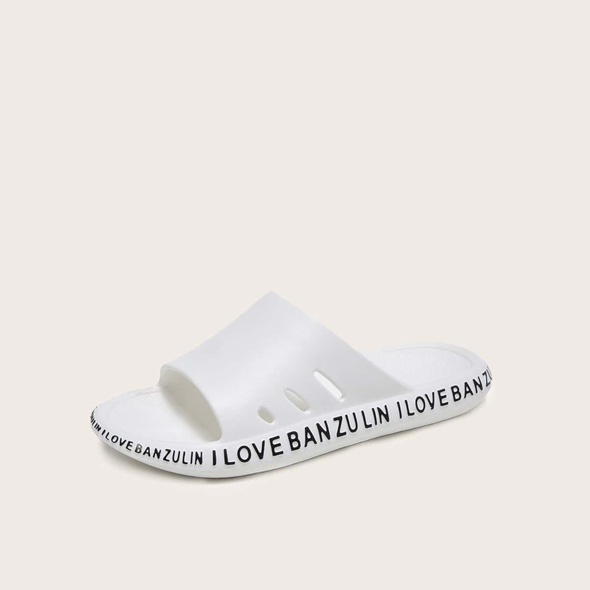 

Letter Graphic Hollow Out Sliders, White