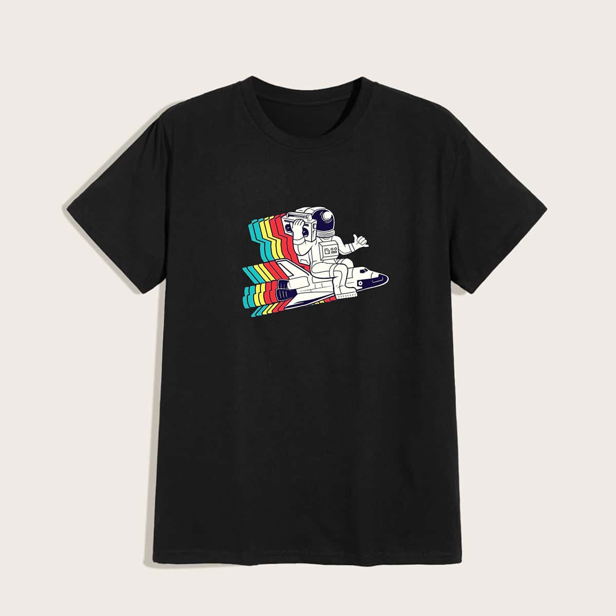 

Guys Figure Graphic Round Neck Tee, Black