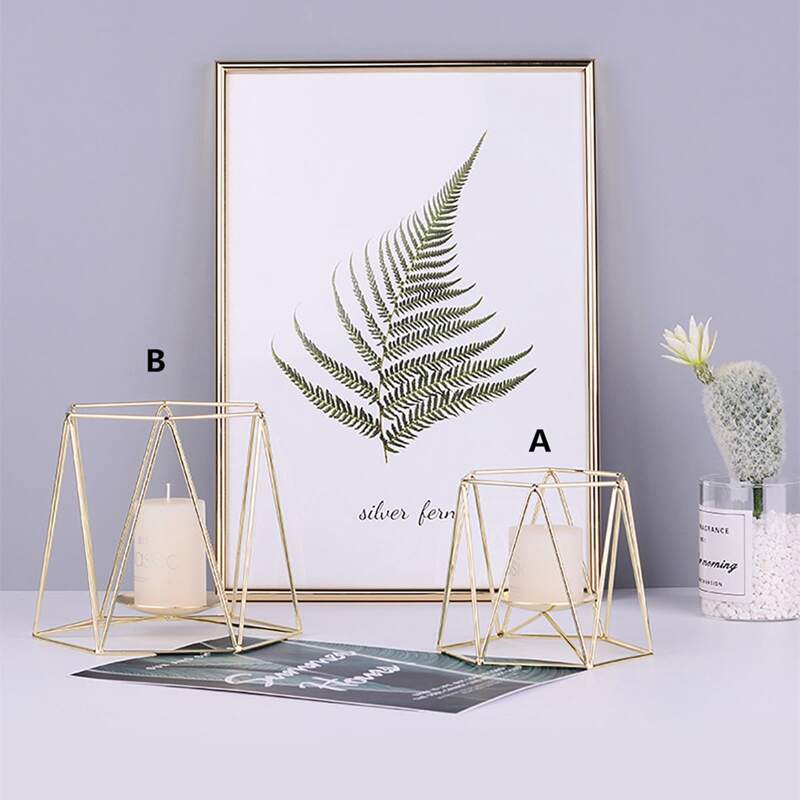 

Hollow Out Geometric Candle Holder, Gold