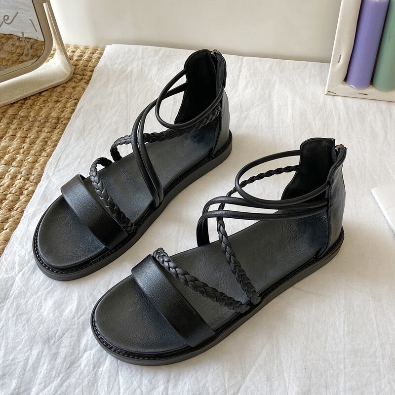 

Open Toe Ankle Strap Sandals, Black