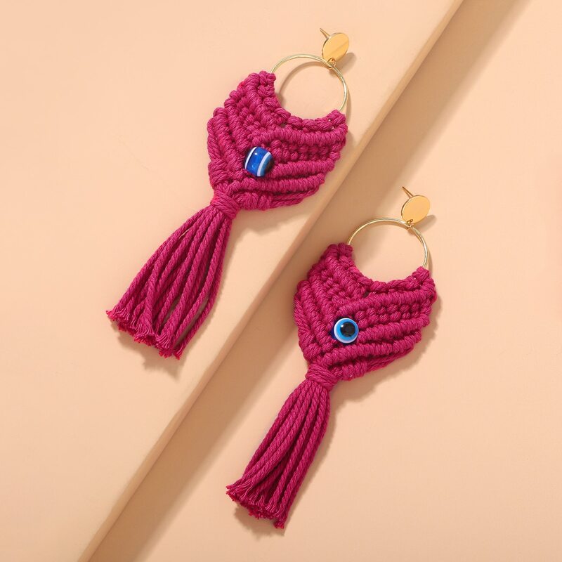 

Tassel Decor Drop Earrings, Pink bright