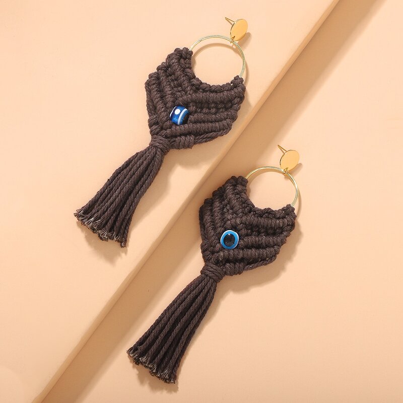 

Tassel Decor Drop Earrings, Brown
