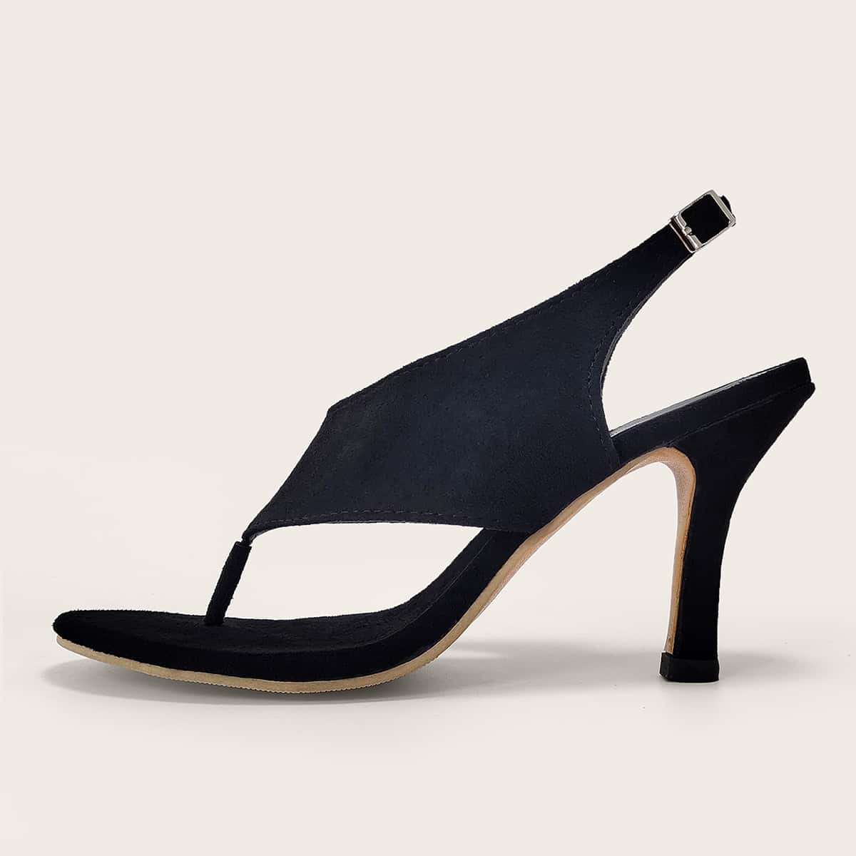 

Toe Post Slingback Stiletto Heels, Black