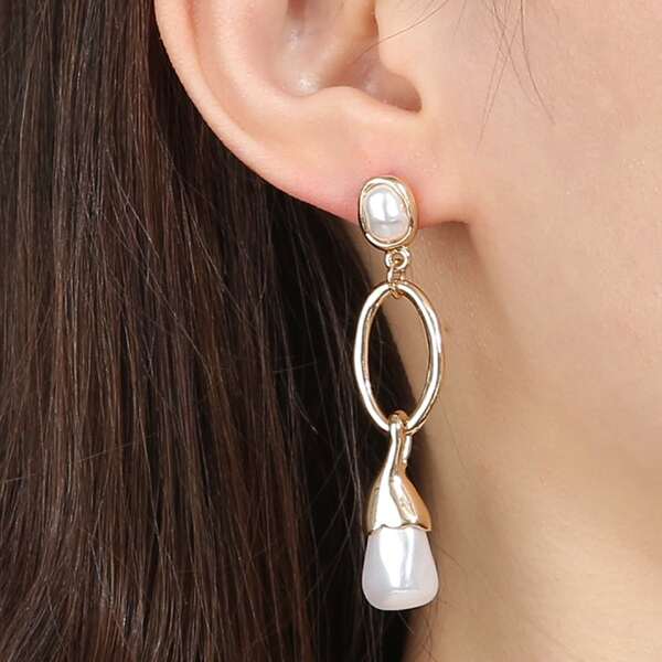

Серьги с искусственным жемчугом, Многоцветный