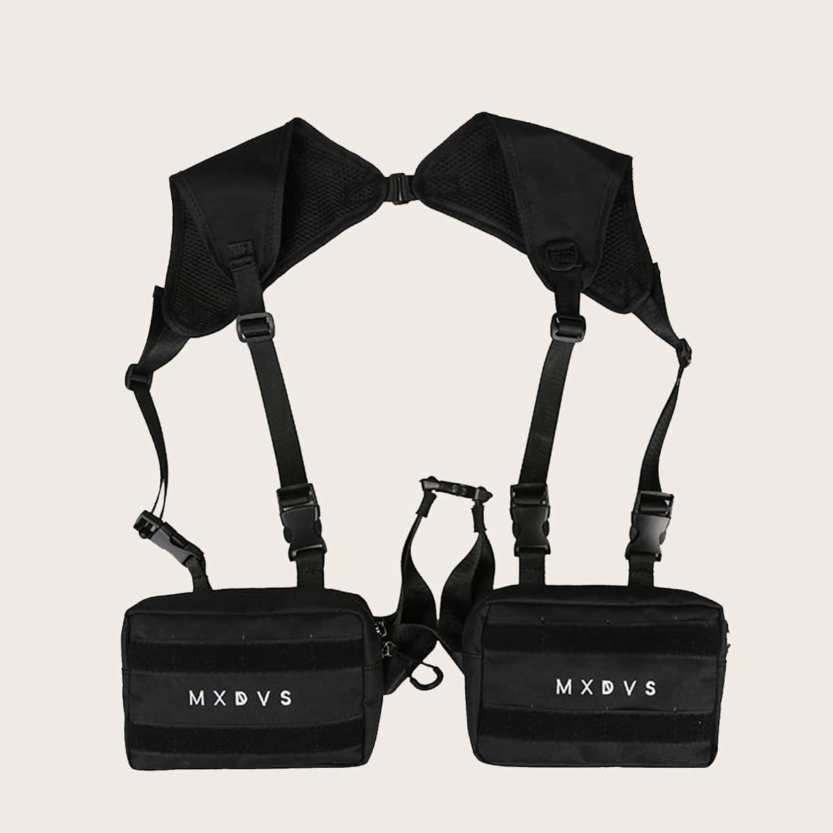 

Guys Letter Graphic Chest Bag, Black
