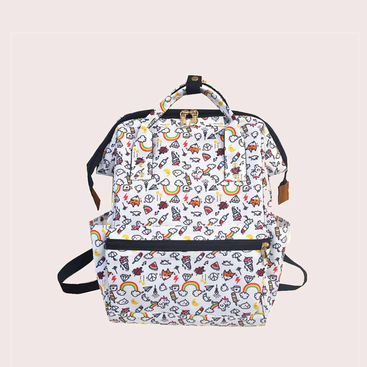

Cartoon Graphic Backpack With Double Handle