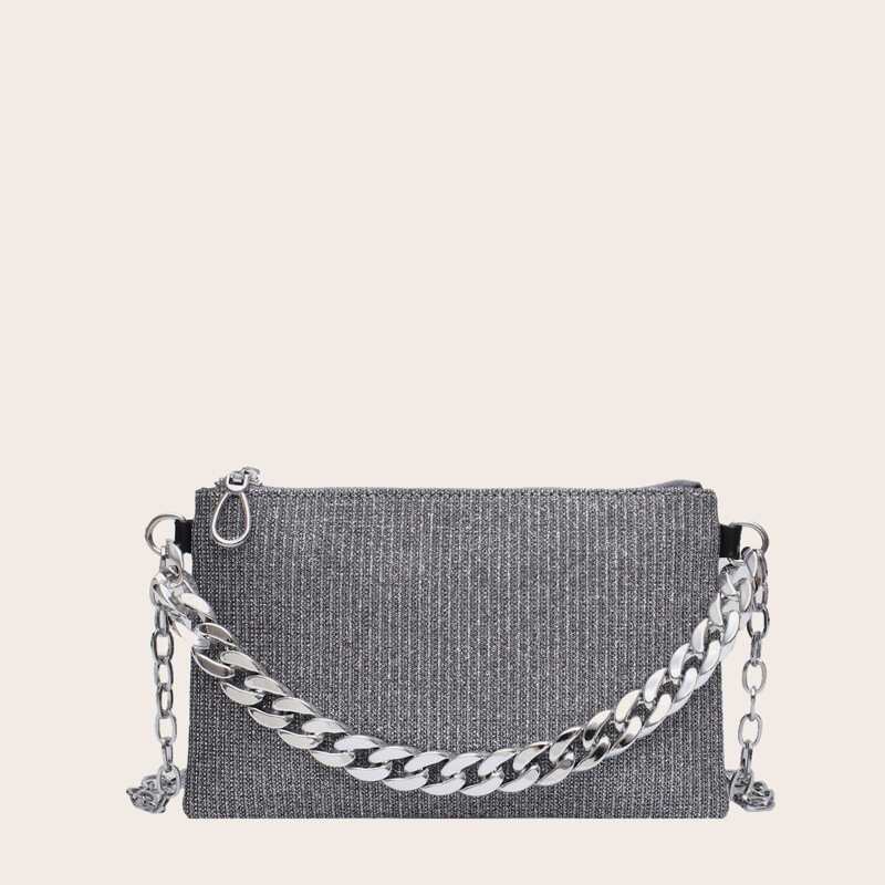 

Chain Handle Satchel Bag, Grey