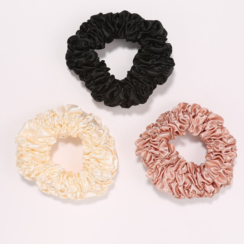 

3pcs Simple Crumpled Scrunchie, Multicolor