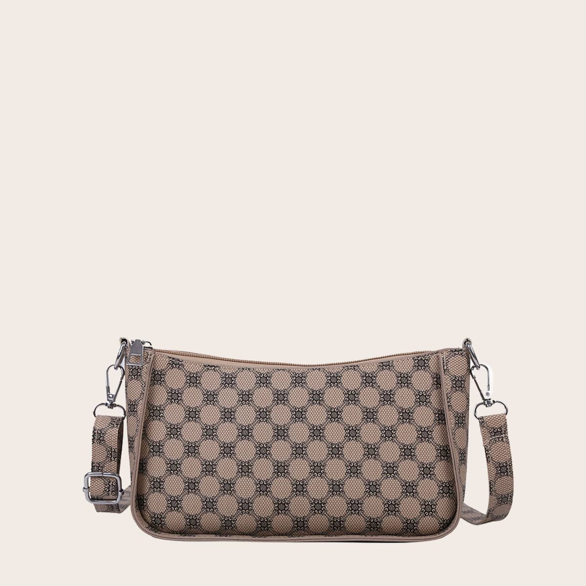 

Geometric Pattern Crossbody Bag, Khaki