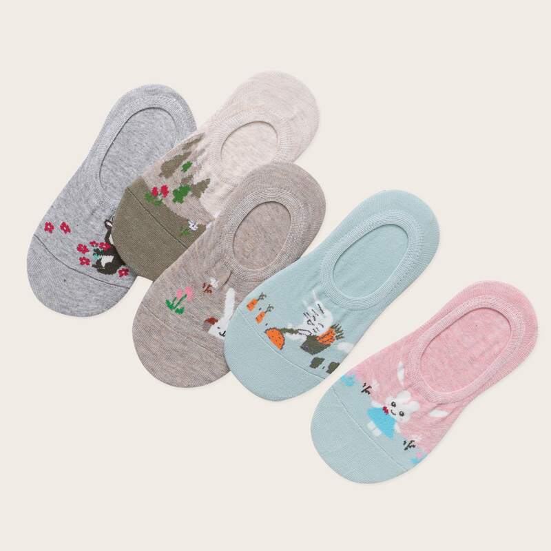 

5pairs Cartoon Graphic Socks, Multicolor