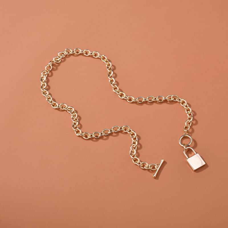 

Lock Charm Necklace, Gold